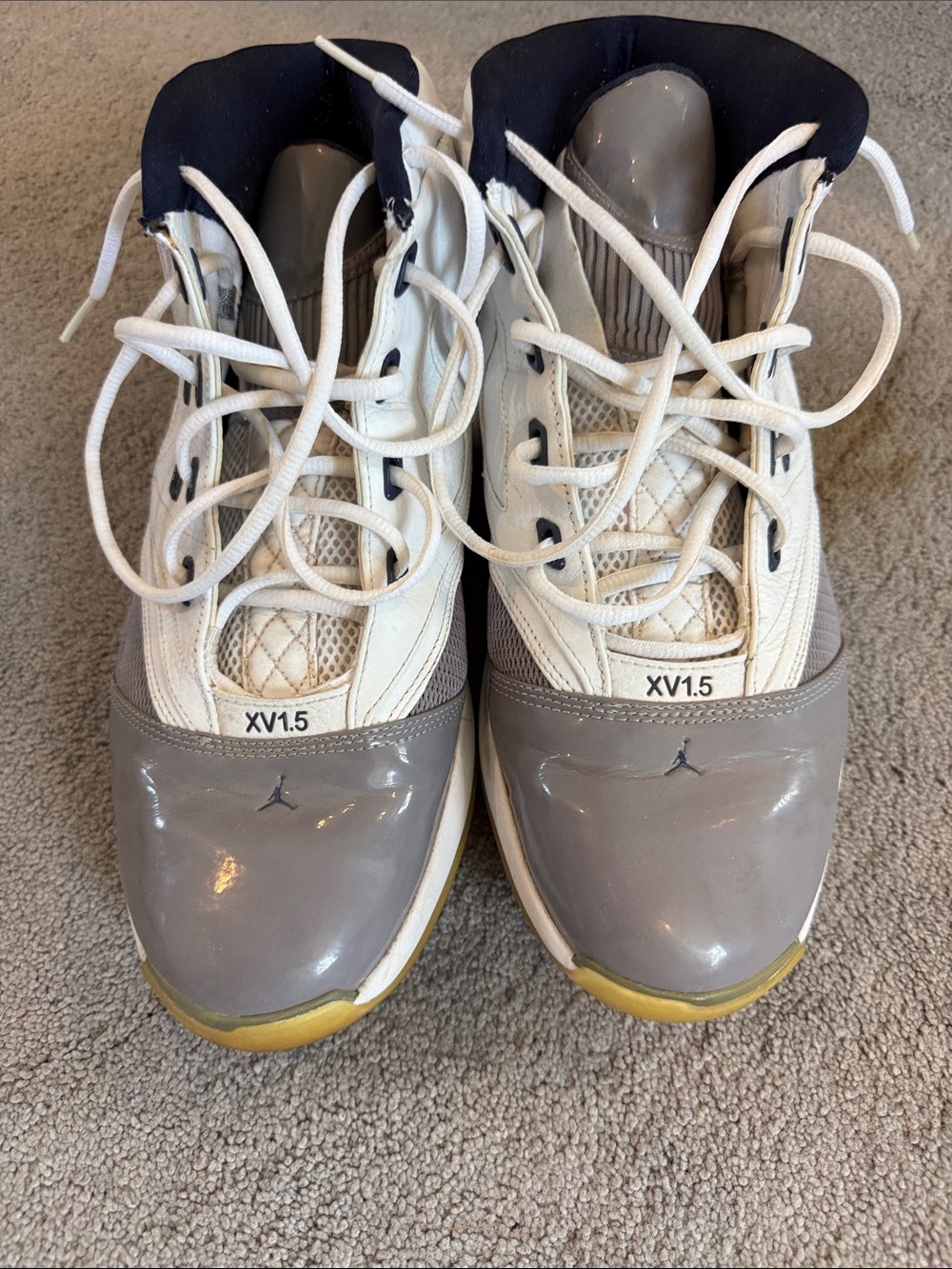 Jordan XV.1.5 White and Gray Basketball Sneakers